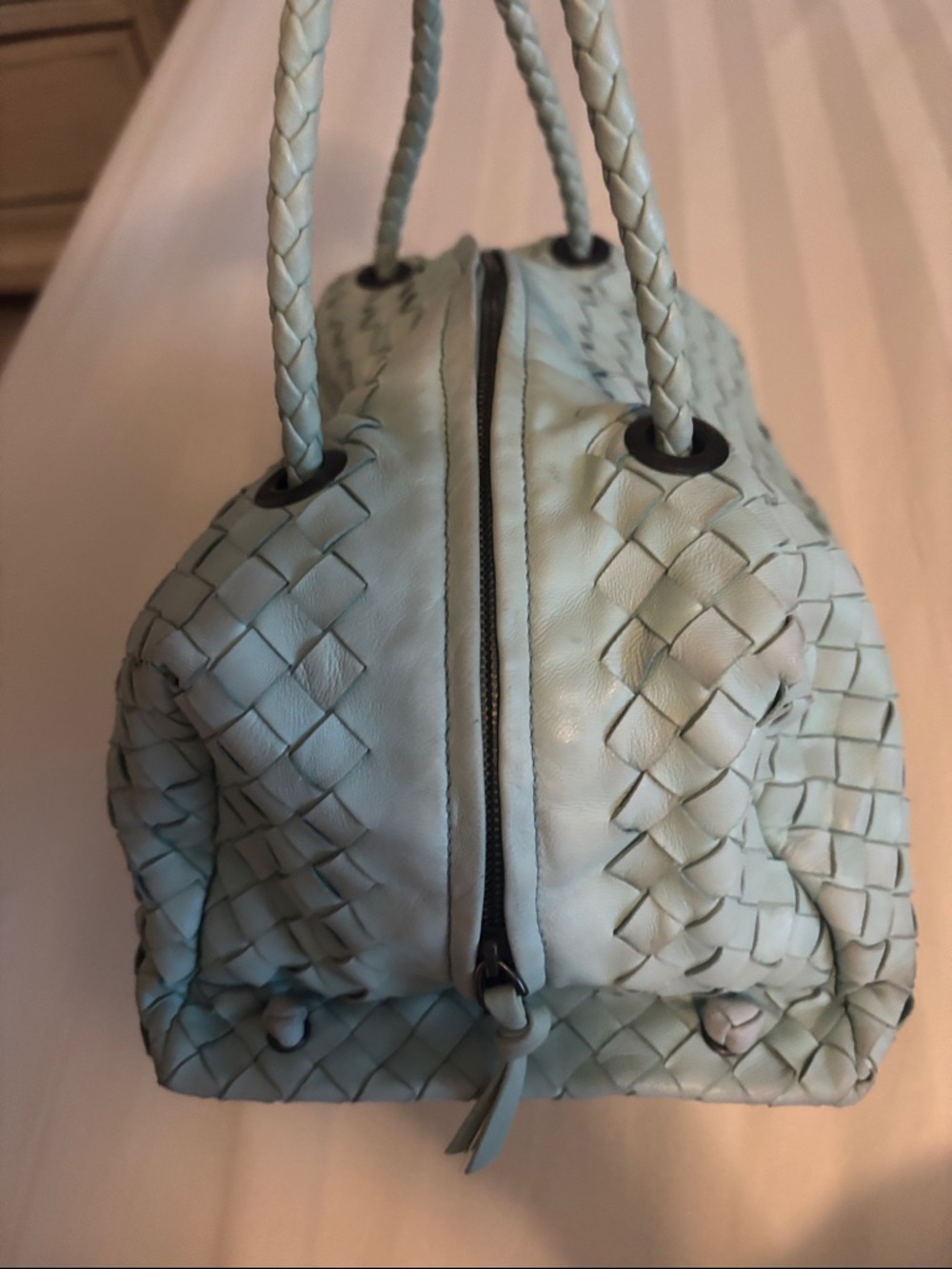 Bottega Veneta Woven Top-Handle Satchel in Light Sage - Picture 2 of 7